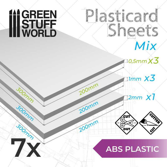 ABS Plasticard A4 - Variety 7 pack