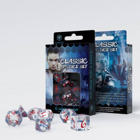 Classic RPG Translucent Red & Blue Dice set