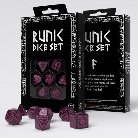 Runic Shimmering Black with Magenta Dice Set