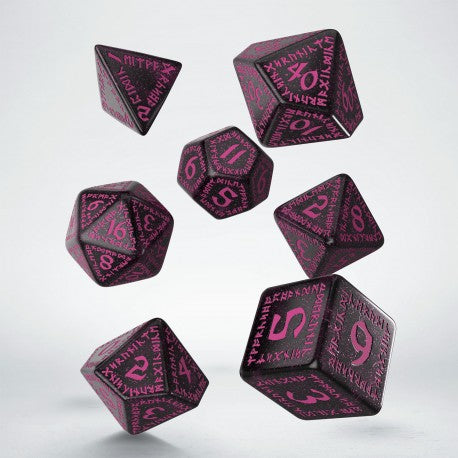 Runic Shimmering Black with Magenta Dice Set