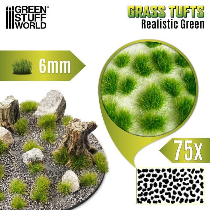 Grass Tufts - 6mm - Realistic Green