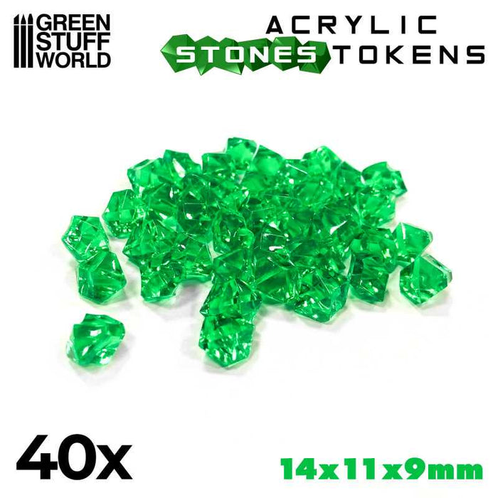 Acrylic Stones Tokens - Green Warpstones