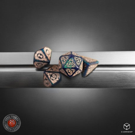 Tribal Dice Set: Blue-Green & Beige