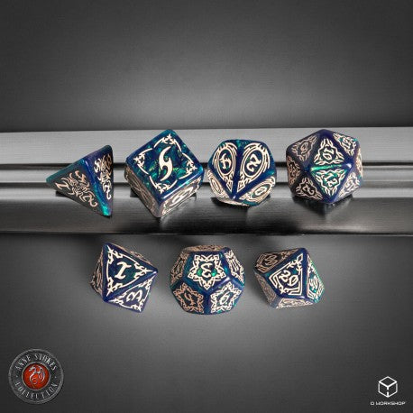 Tribal Dice Set: Blue-Green & Beige